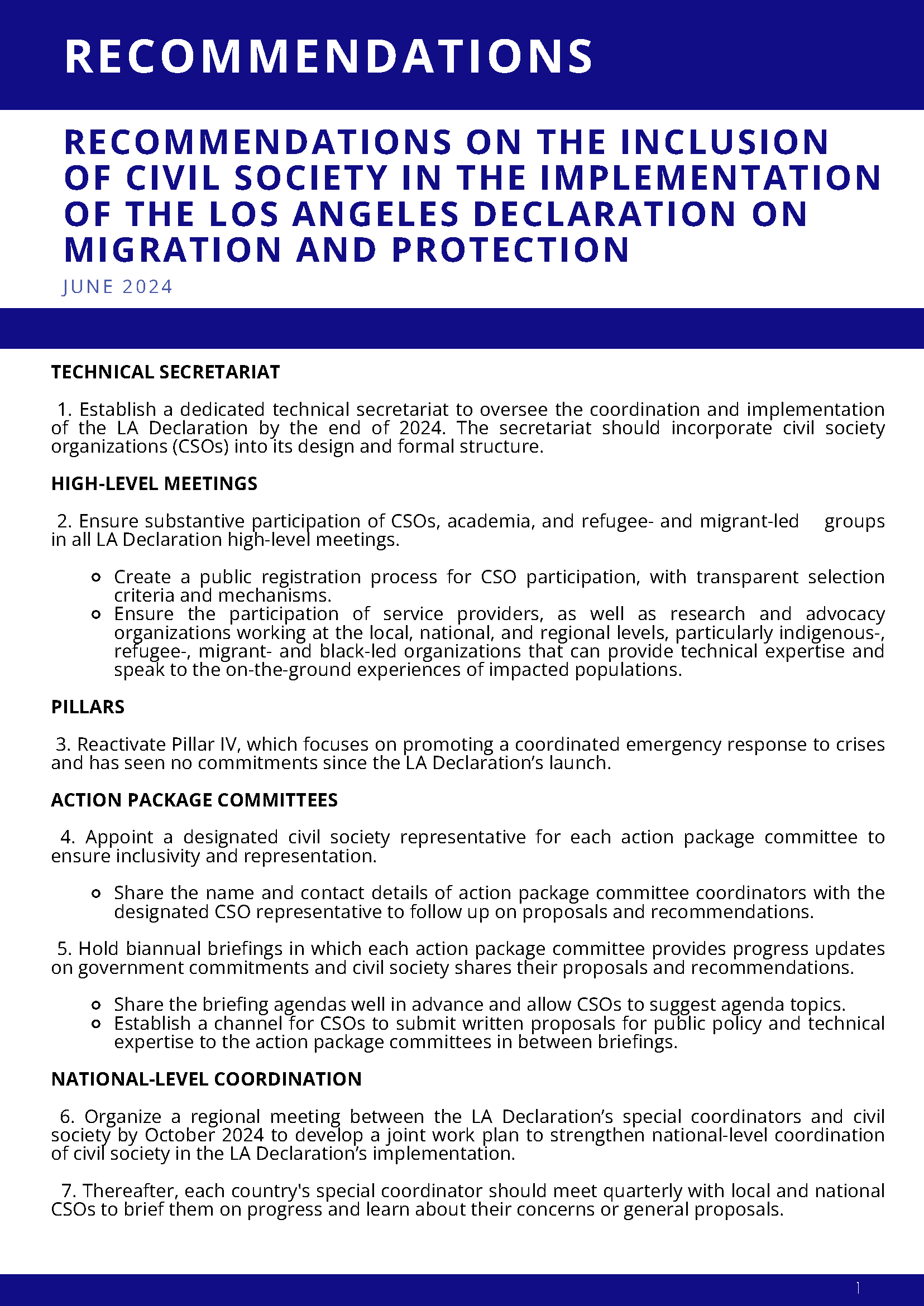 The Women&#8217;s Refugee Commission Signs Onto List of Recommendations for the Los Angeles Declaration on Migration and Protection