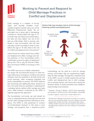 Working to Prevent and Respond to Child Marriage Practices in Conflict ...