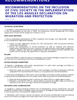 Recommendations on the implementation of the Los Angeles Declaration on Migration and Protection Cover Image
