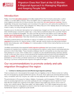 Migration Does Not Start at the US Border: A Regional Approach to Managing Migration and Keeping People Safe