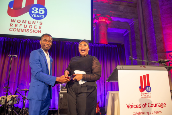 Rowida Tariq Elshafee being presented with WRC's 2024 Voices of Courage Award