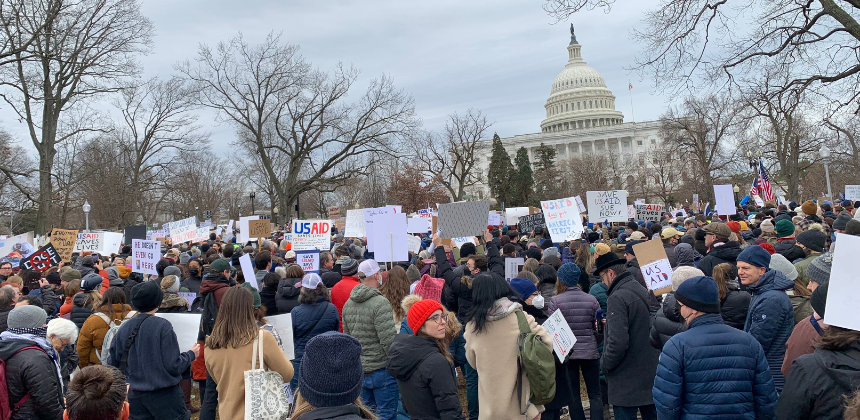 A rally on USAID in Washington, DC